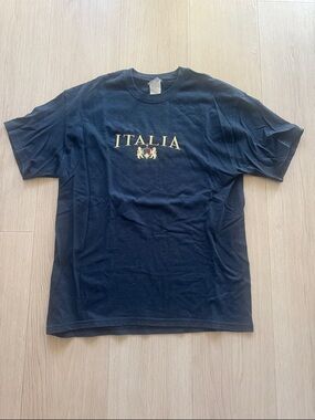 Italia Crest Short Sleeve Crewneck T-Shirt - Navy